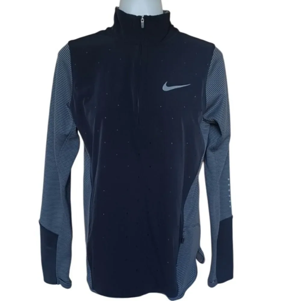 NIKE AeroReact Hybrid 1/2 Zip Running Shirt Black Gray Pullover style size S